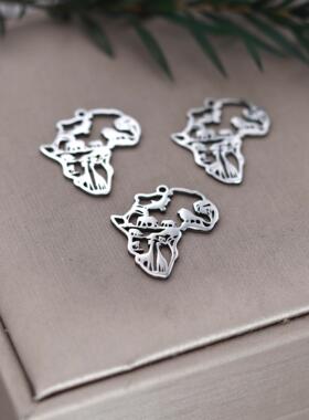 1pcs新款 非洲地图 个性创意 动物世界 制作用品 耳饰 DIY饰品配