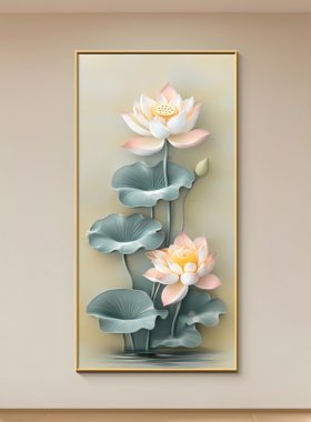 新中式玄关正对门招财鲤鱼装饰画