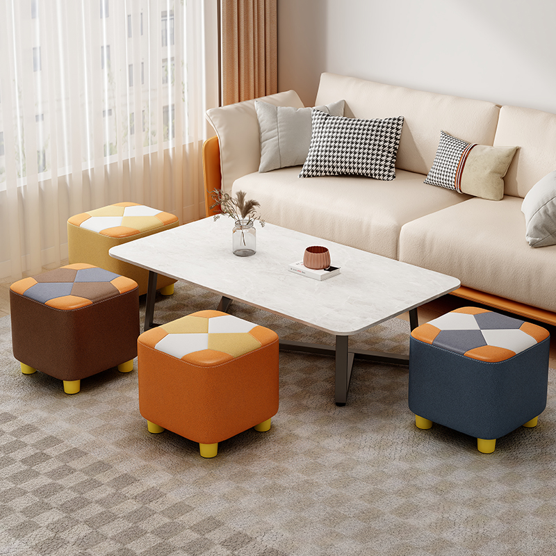 小凳子家用矮凳子小板凳科技布沙发凳客厅小坐凳方凳久坐不累结实 - 图1