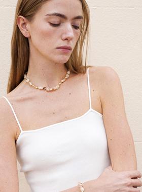 Tender Society夏日胶囊系列贝壳锤纹串珠红玛瑙项链