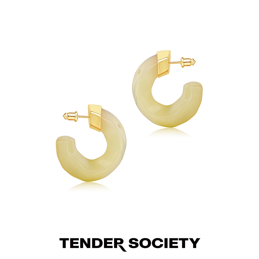 Tender Society醉舟系列扭转三色树脂耳圈时尚轻奢设计师原创耳环 - 图2