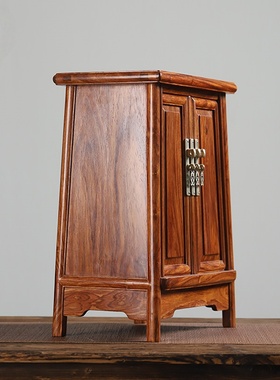海南黄花梨木复古双门收纳圆角柜