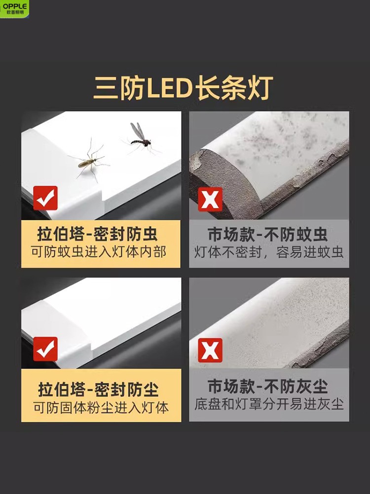 欧普照明led长条灯超亮节能三防净化灯管日光灯全套一体化条形办 - 图2