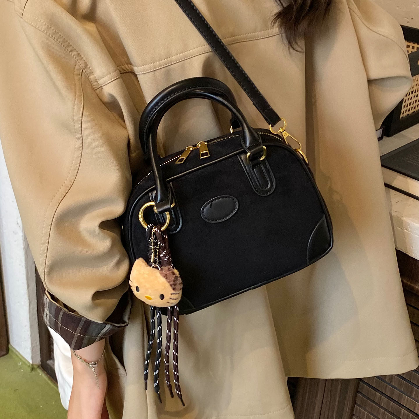 小众设计韩版ins2025秋冬麂皮绒百搭新款女式精致洋气手提单肩包,淘宝优惠券,粉丝福利购,淘宝优惠卷