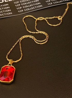 施华L水晶高级感轻奢复古红色耳环几何耳坠礼物款毛衣链气质项链