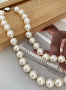 正圆珍珠项链锁骨链毛衣链