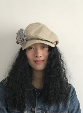 三环路软顶花朵贝雷帽