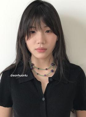 三环路紫水晶猫眼石长项链