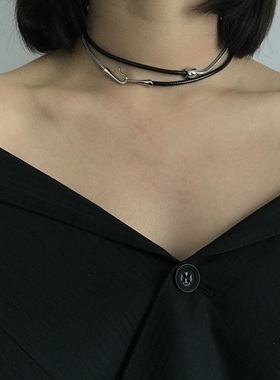 三环路蜡绳金属拼接长项链