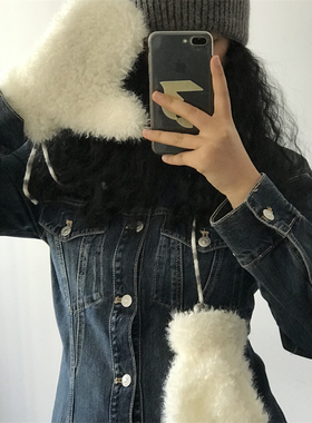 三环路女毛毛分指可爱加绒手套