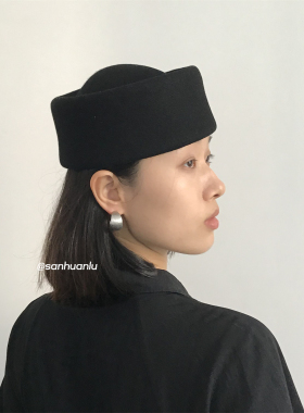三环路羊毛无檐礼帽优雅