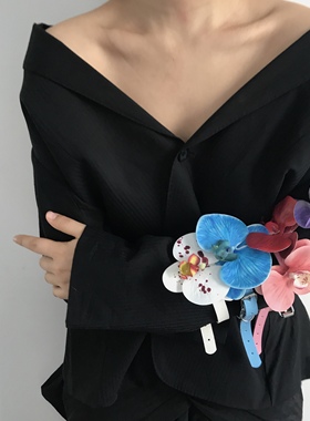 三环路pu项圈女蝴蝶兰项链