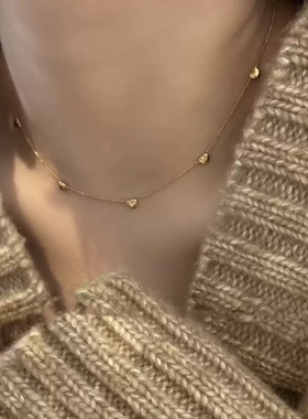 金色爱心高级感锁骨项链颈链