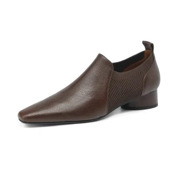 （清仓）秋冬新拼接针织粗跟一脚蹬复古风小方头低跟深口单鞋,淘宝优惠券,粉丝福利购,淘宝优惠卷