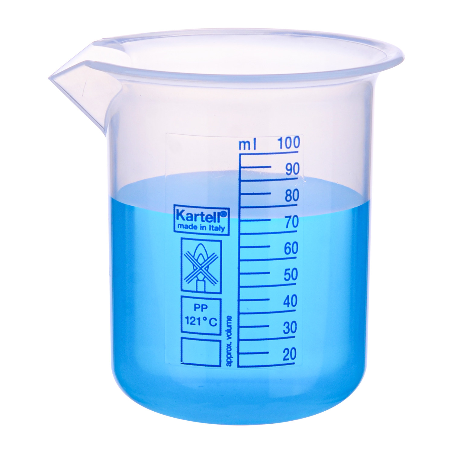 KARTELL plastic beaker 25ml-5000ml imported PP scale beaker can be sterilized by high temperature and high pressure, acid and alkali resistant