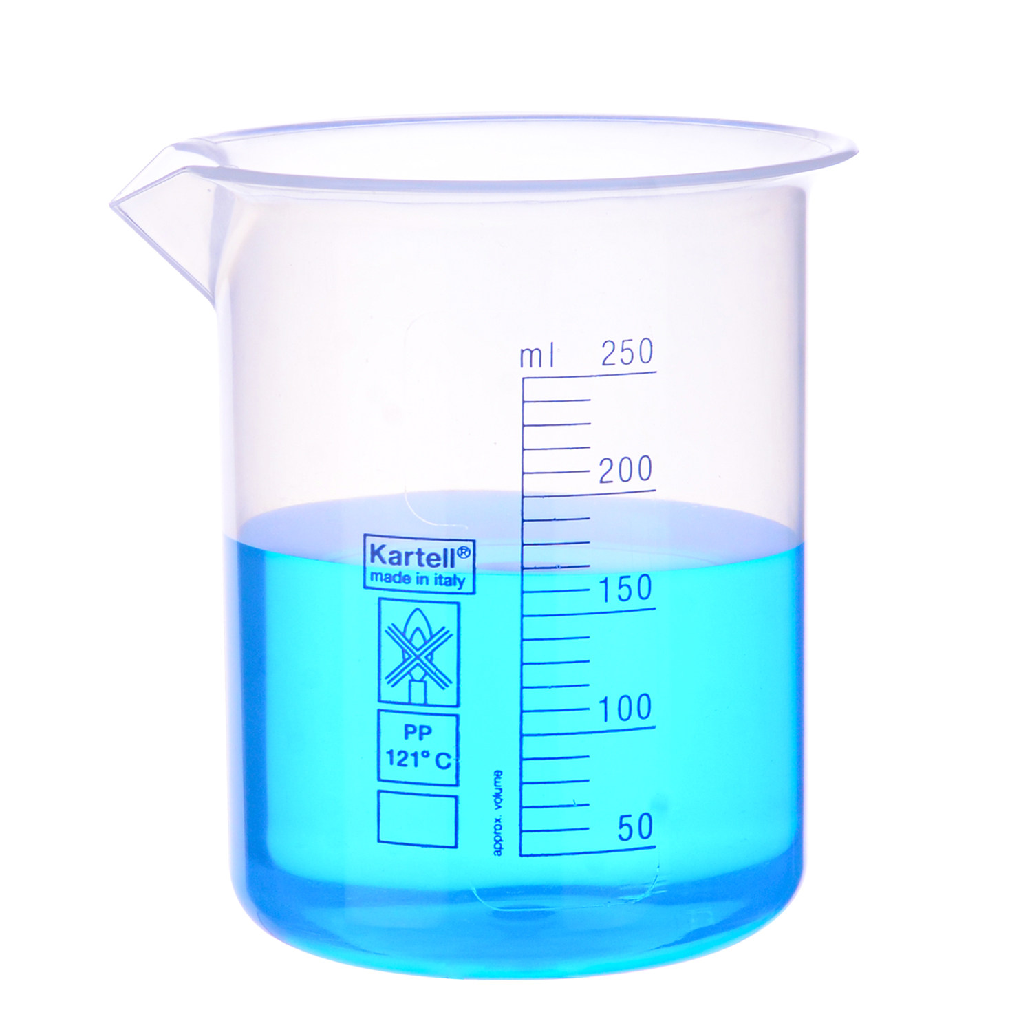 KARTELL plastic beaker 25ml-5000ml imported PP scale beaker can be sterilized by high temperature and high pressure, acid and alkali resistant