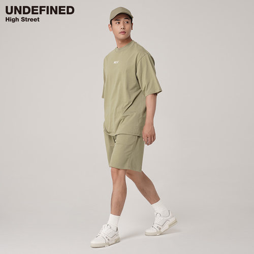 UNDEFINED HIGH STREET潮牌简约大地色系纯色美式五分运动短裤 - 图0