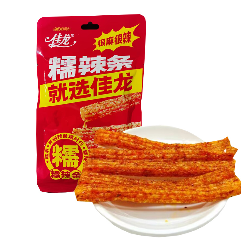 佳龙糯辣条糯面筋糯辣片4包一组面筋制品网红辣条麻辣味休闲食品-图2