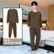 New winter velvet pajama set for men, youth loose casual long-sleeved thermal underwear, home wear two-piece set
