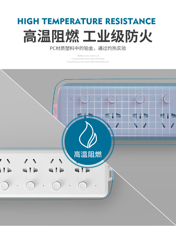 家用办公一对一插头分插器多孔插线板独立开关插座面板8插带usb - 图1