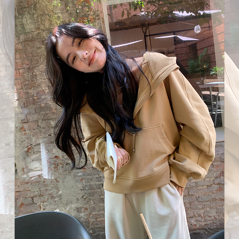 服务半拉链连帽卫衣女宽松套头春秋短款外套 本期 LICKYSENIOR top1 服务半拉链连帽卫衣女宽松套头春秋短款外套 本期 LICKYSENIOR top1