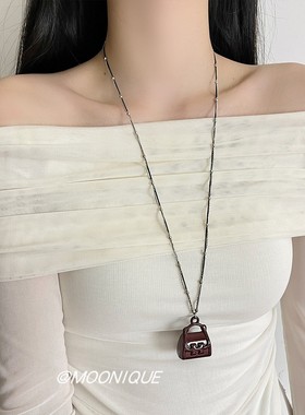 韩系简约时尚金属质感包包挂件项链轻奢气质高级感长款毛衣链配饰