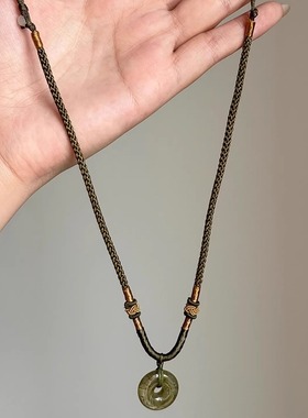 新中式复古绿色平安扣吊坠项链国风小众高级感锁骨链精致网红配饰