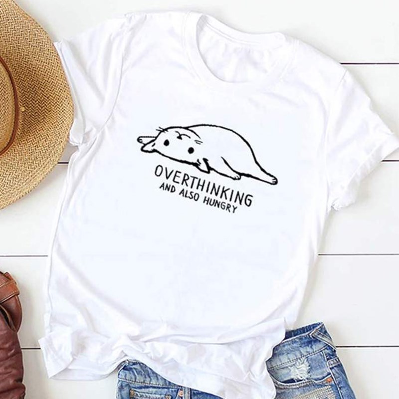 Overthinking and Also Hungry Cat Not Today Cat Graphic Tees - 图0