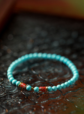 新中式菱镁矿绿松石手串百搭细款多圈手链显白女款手链手饰批发