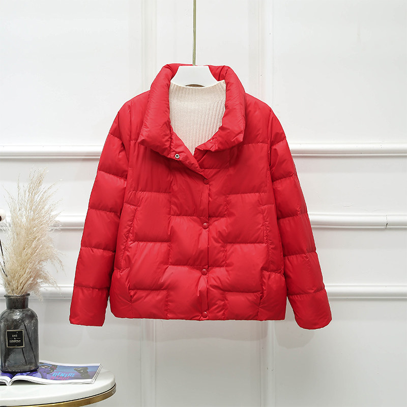 2020年冬季新款红色90宽松白鸭绒 唇薇羽绒服