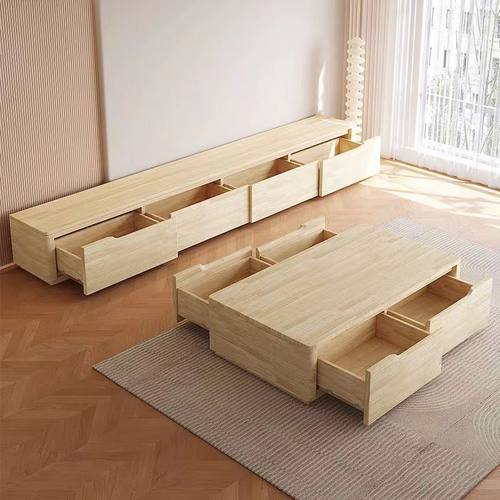 岩板茶几电视柜组合现代简约客厅一体电视机柜轻奢小户型家用地柜 - 图3