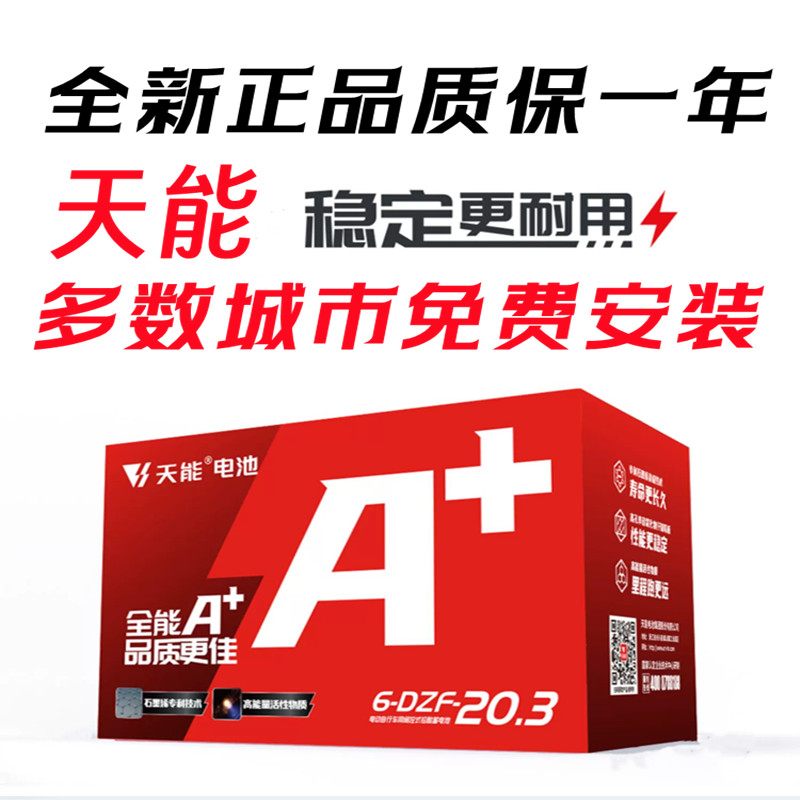 电动车电瓶天能60伏20安电池石墨烯真黑金48v12ah22a雅迪爱玛台铃 - 图0