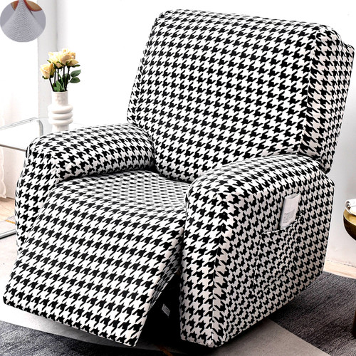 千鸟格芝华士沙发套罩全包万能通用保护电动头等舱功能按摩单人座 - 图0