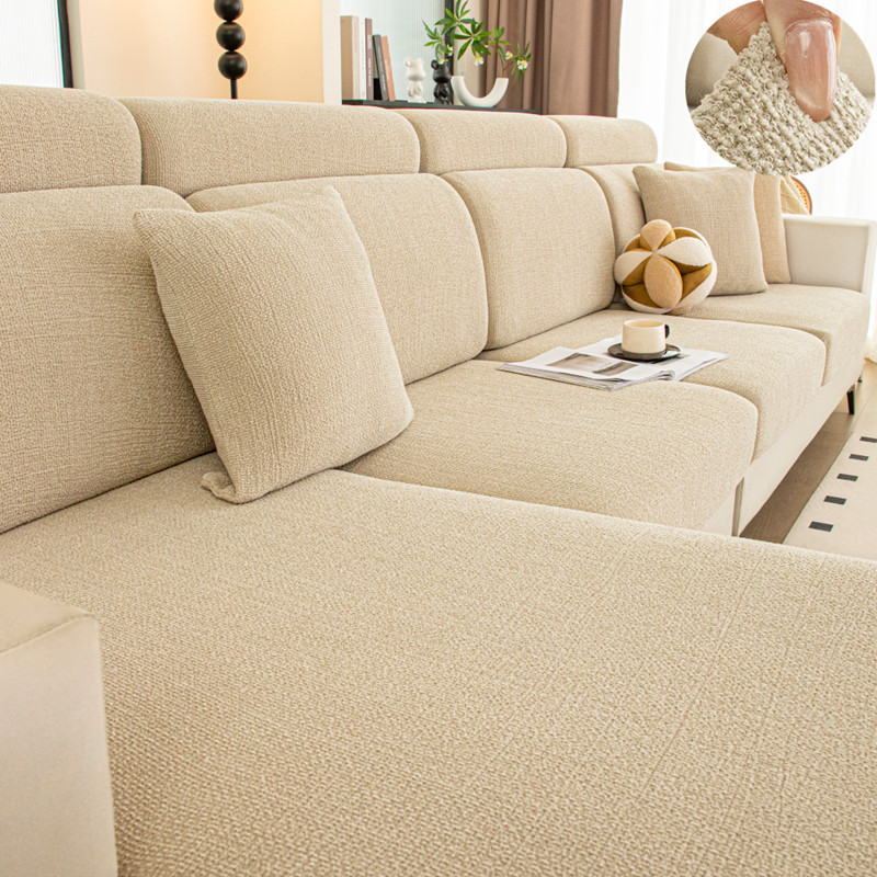 2025雪尼尔浴帽式沙发套罩全包万能头枕靠背巾坐垫卡其纯色梳化笠,淘宝优惠券,粉丝福利购,淘宝优惠卷