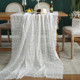 High-end lace tablecloth with hollow embroidery flowers in white