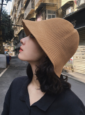 牛奶丝针织休闲风显脸渔夫帽子