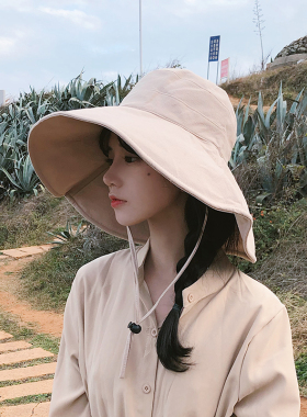 棉麻钢丝休闲风旅游太阳帽大檐