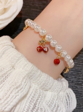 2026新款芒星红樱桃珍珠手链