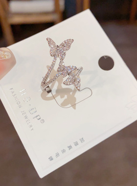 法式轻奢时尚满钻蝴蝶开口戒
