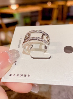 轻奢锆石开口可调戒指真金电镀