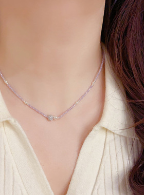 春季新款甜美轻奢锆石仿珍珠项链