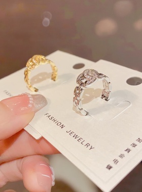 精致时尚满钻小香风链条开口戒