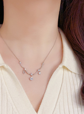 轻奢百搭超闪锆石流苏锁骨链