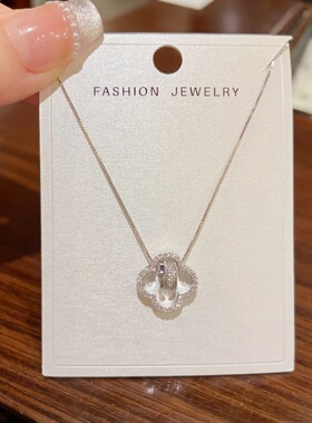 微镶锆石四叶花小蛮腰锁骨链