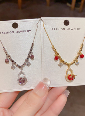 轻奢时尚中国风满钻蝴蝶结项链