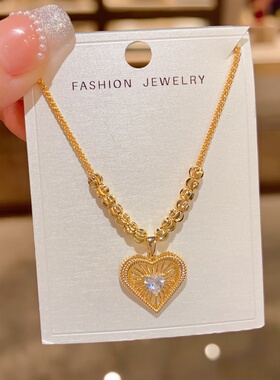 欧美秋冬轻奢金属爱心锁骨链