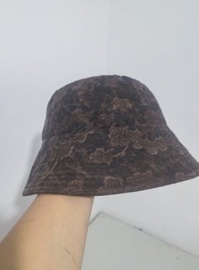 定做重磅绢纺蚕丝真丝香云纱渔夫帽盆帽防晒帽休闲帽子钓鱼帽大檐