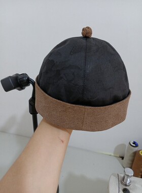 定做手工制作真丝香云纱地主帽瓜皮帽渔夫帽盆帽防晒帽女士帽子