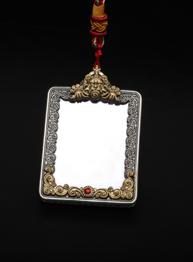 男女藏银精美唐卡盒嘎乌双色佛牌