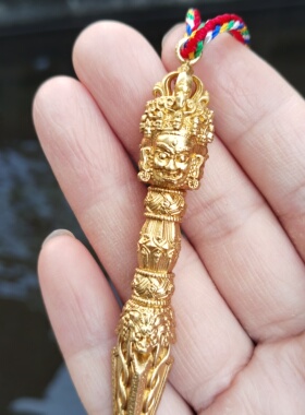 西藏精工黄铜三面普巴金刚杵吊坠男女情侣项链降魔杵金刚橛配饰